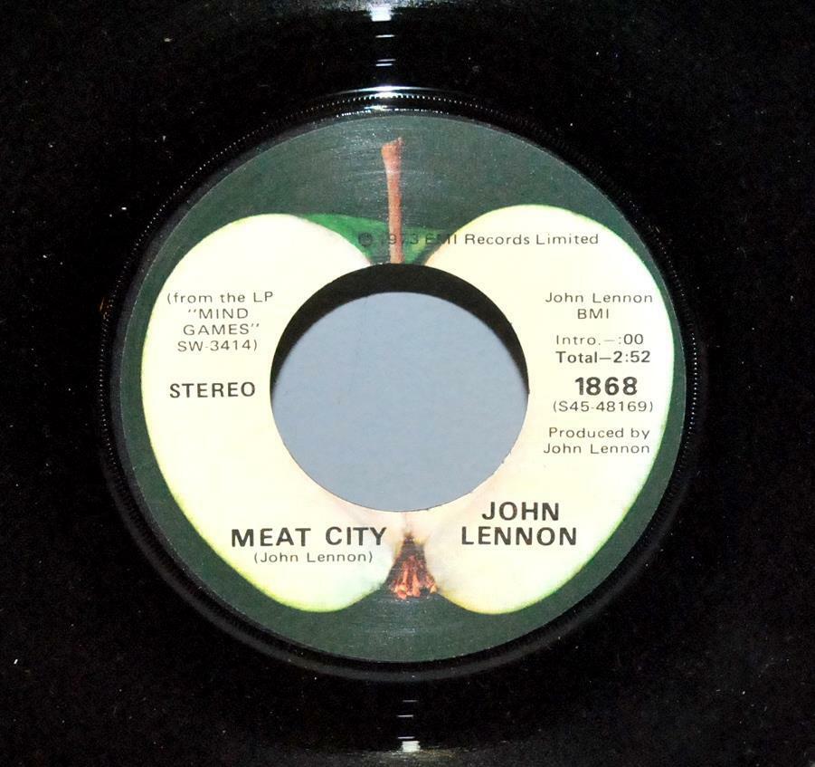 John Lennon "Mind Games / Meat City" 45 MINT!! Apple Records Leffler's Antiques